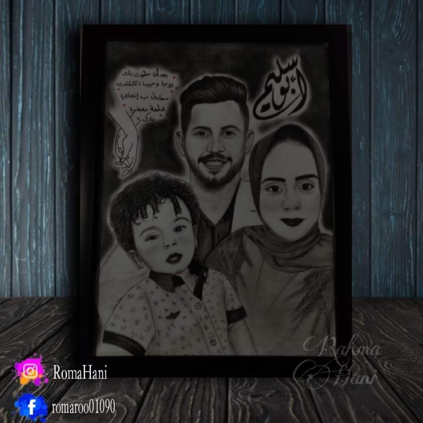 "رحمه " تبدع في رسم  الشخصيات بالرصاص