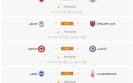 اهم مباريات اليوم الاربعاء 26/4/2023 مواجهات نارية فى الدوري الانجليزي