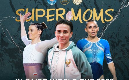 سوبر مامي لاعبات تالقن فى كاس العالم للجمباز القاهرة 2023