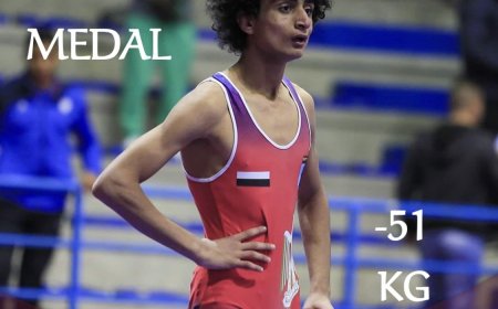عمر حسين بطل كفر الشيخ يحصد ثانى ميدالية ذهبية فى ختام اليوم الأول للبطولة الأفريقية للمصارعة 