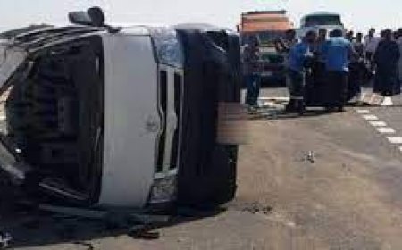 إصابة 9 أشخاص فى حادث انقلاب سيارة ميكروباص بالفيوم