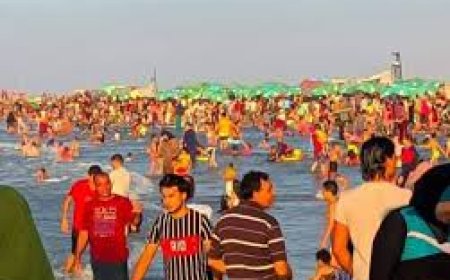 توافد اعداد كبيرة  من المواطنين علي مصيف بلطيم في رابع أيام عيد الفطر المبارك