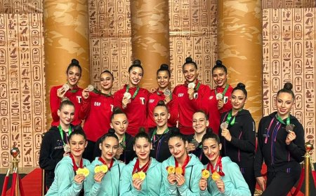 الفريق الجماعي يحقق برونزية الكرة و الشريطة فى بطولة الفراعنة للجمباز الايقاعي 