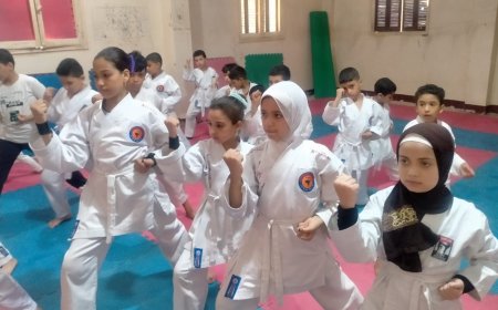 تدريبات أكاديمية الكاراتيه بنادى سخا الرياضى للنشء .. فعاليات مبادرة "صيف شبابنا "