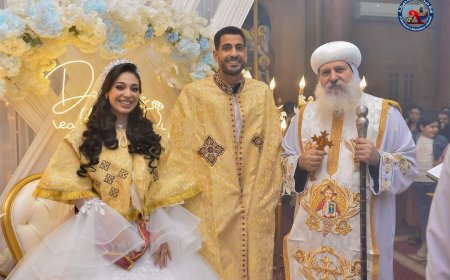 الأنبا ماركوس اسقف كفرالشيخ يترأس صلاة اكليل طقسي بكنيسة مارجرجس بدسوق