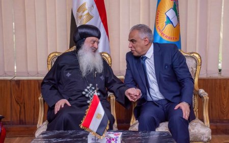 رئيس جامعة طنطا يستقبل الانبا بولا مطران