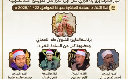 غداً مقرأة كبار القراء بمسجد الامام الحسين
