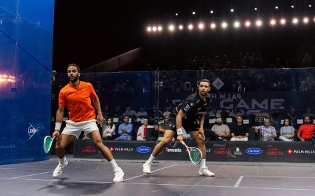 مصطفى عسل ونوران جوهر يتأهلان للدور نصف نهائي بطولة بالم هيلز المفتوحة للإسكواش