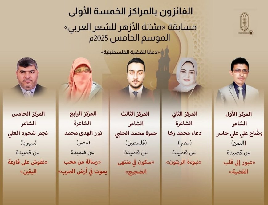 برعاية الإمام الأكبر.. إعلان الفائزين في الموسم الخامس من مسابقة «مئذنة الأزهر للشعر» المخصص لدعم القضية الفلسطينية
