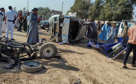 حادث مروع بطريق أسيوط الزراعي يسفر عن جثتين و 12 مصاب